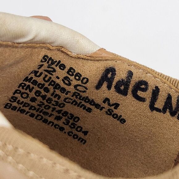 BALERA Tan Elastic Strap Bow Beginner Tap Dancing Shoes Little Girl's SZ 12.5C - Picture 12 of 12